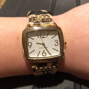 Nine West Leather Cheetah Watch